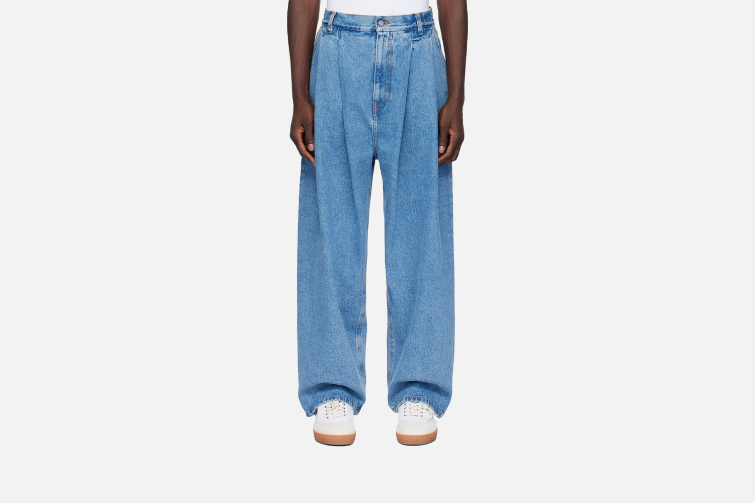 Hed Mayner Blue Pleated Jeans