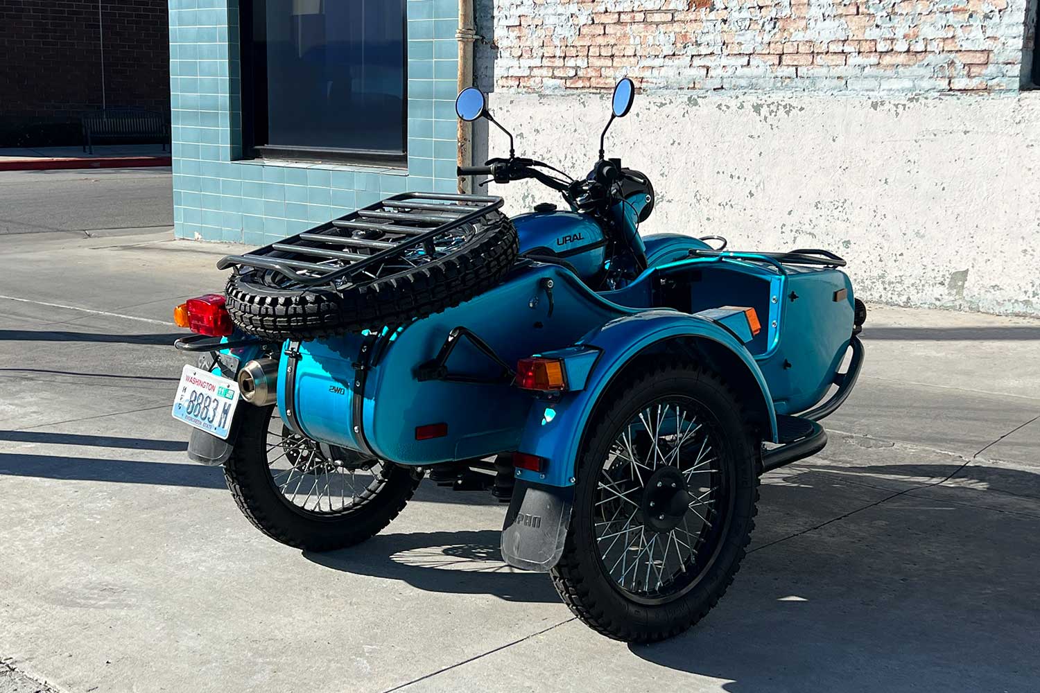 The Ural Gear Up sidecare motorcycle, showing the passenger compartment