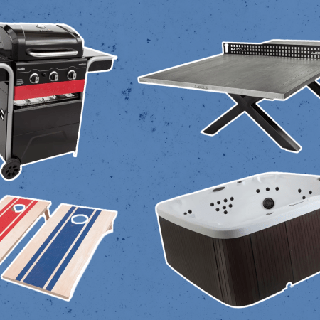CharBroil Grill, Joola Outdoor Table Tennis, GoSports Corn Hole and Lifesmart Spas Hot Tub