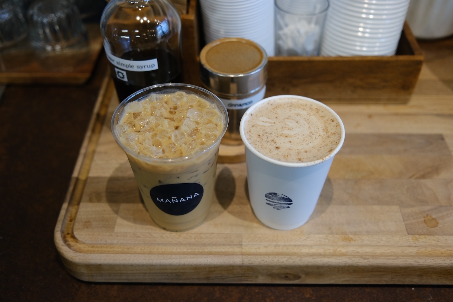iced coffee, hot coffee