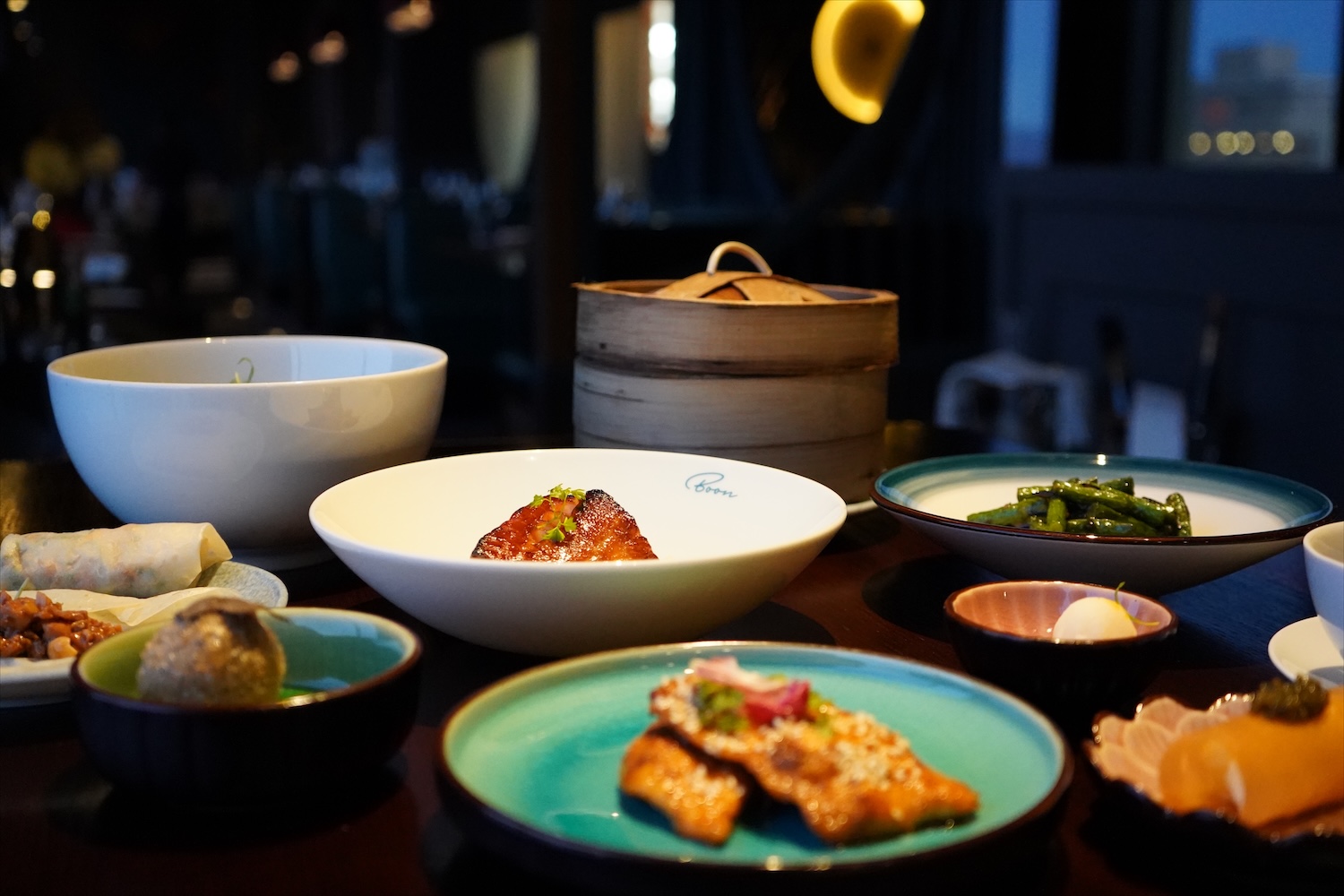 plates of food, dumpling container