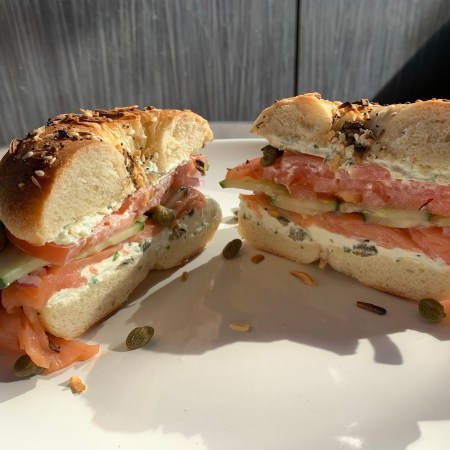 bagel with cream cheese and lox