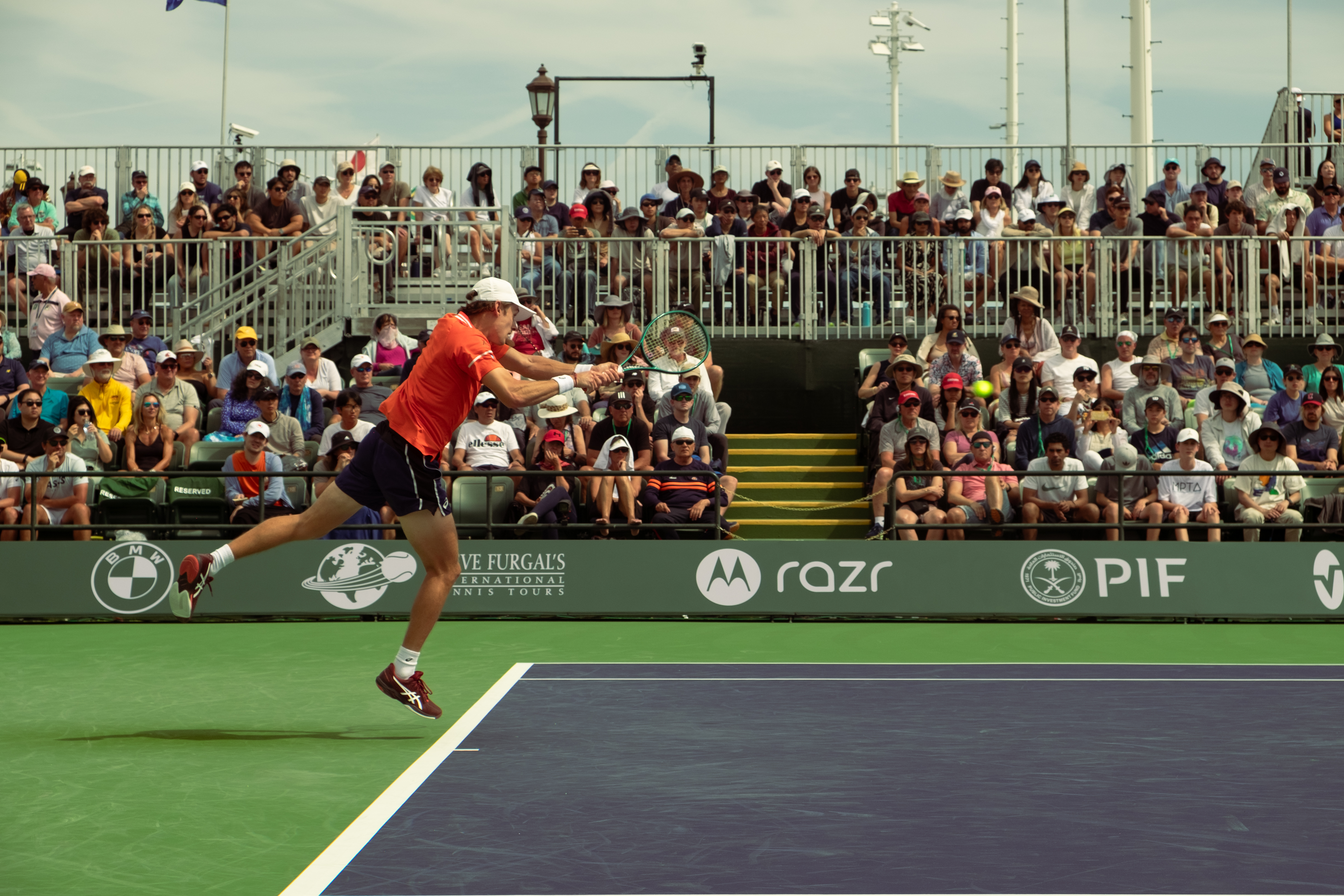 Alex de Minaur playing tennis at Indian Wells.