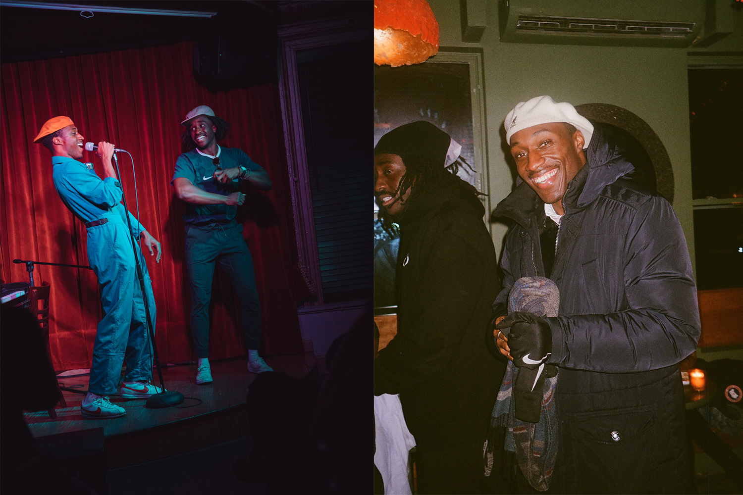 Daddy and Joe Kanzangu performing onstage and at a dinner party