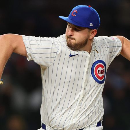 Luke Little of the Cubs pitches against the Houston Astros.