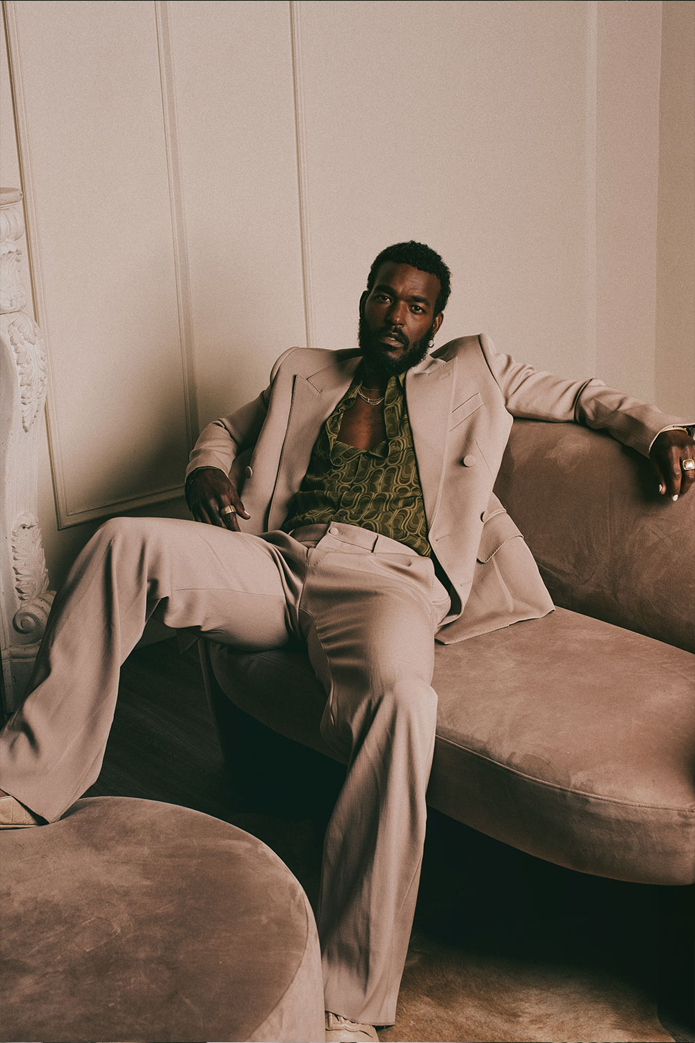 Luke James wearing Dolce & Gabbana before an interview with InsideHook