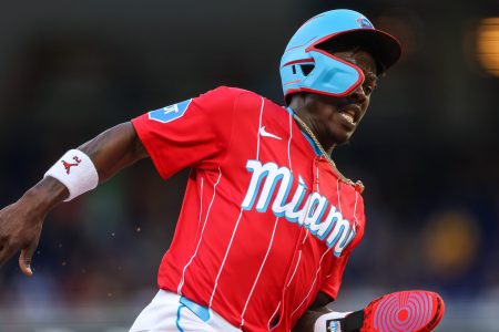 Jazz Chisholm of the Marlins runs the bases