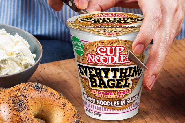 Nissin Cup Everything Bagel Ramen Noodles