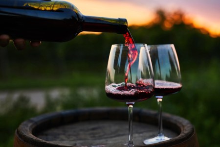 Red wine being poured