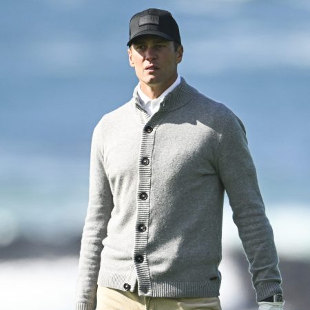 Former NFL quarterback Tom Brady on the links.