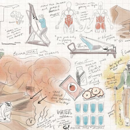 An illustration detailing how to hike across a desert. We spoke to Gillian Millar, who trekked across the Namib, to get her expert advice.
