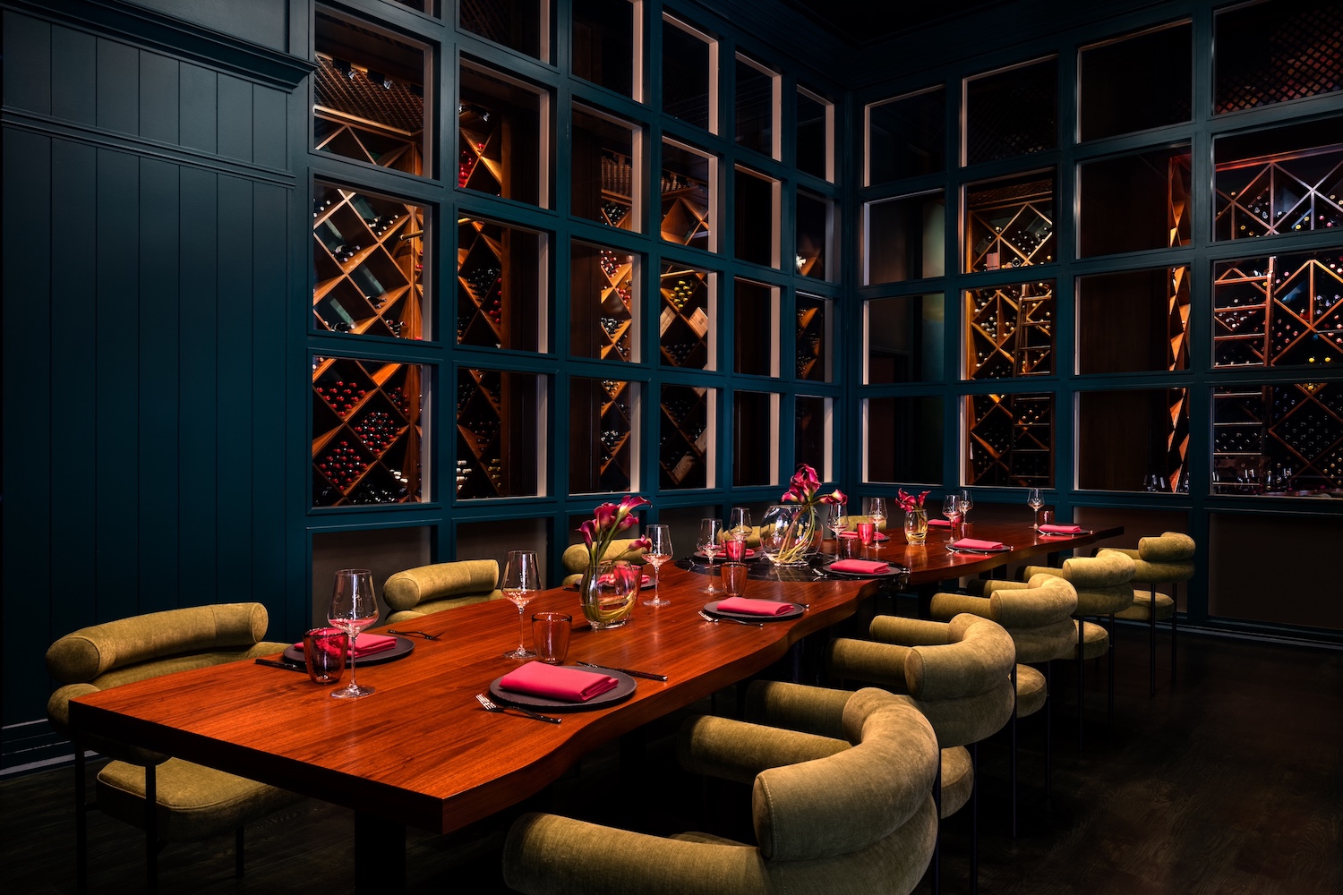 Knife Italian's private wine room