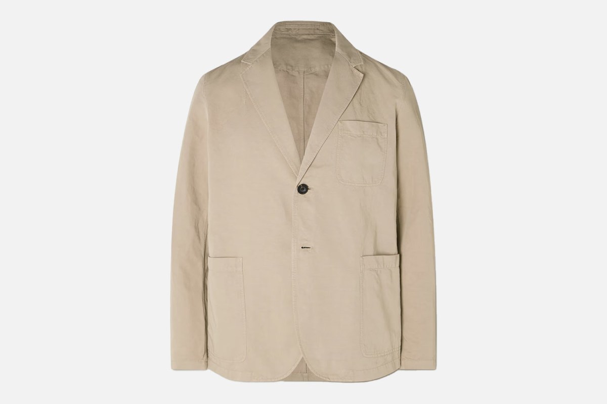 Mr P. Slim-Fit Unstructured Cotton and Linen-Blend Twill Blazer