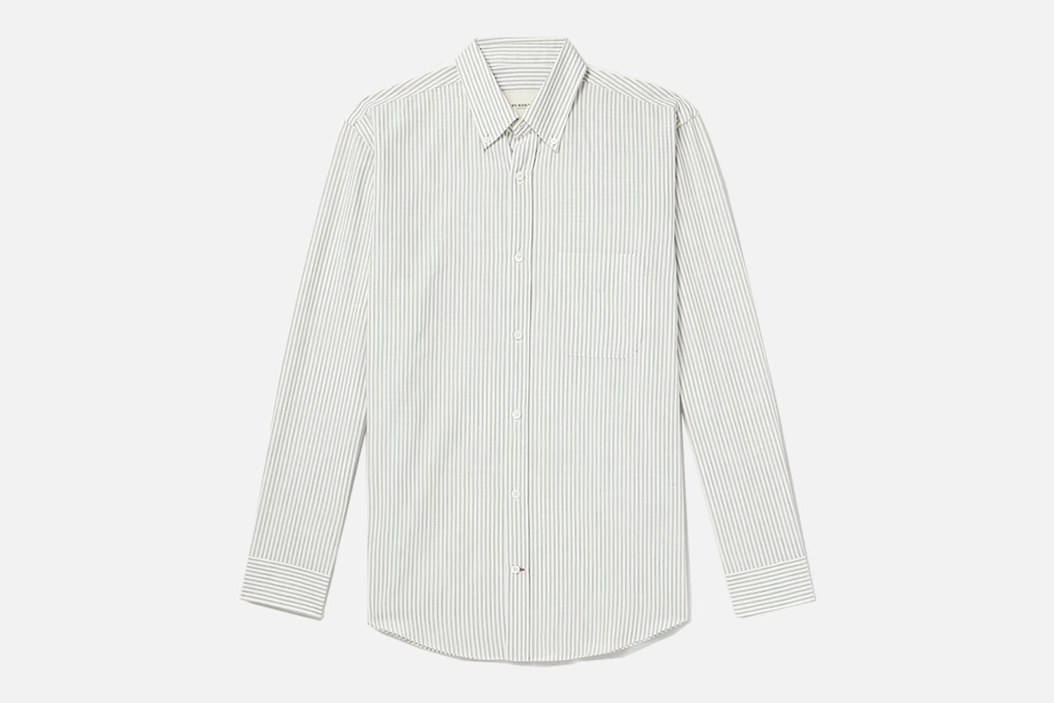 Purdey Button-Down Collar Striped Cotton and Linen-Blend Shirt