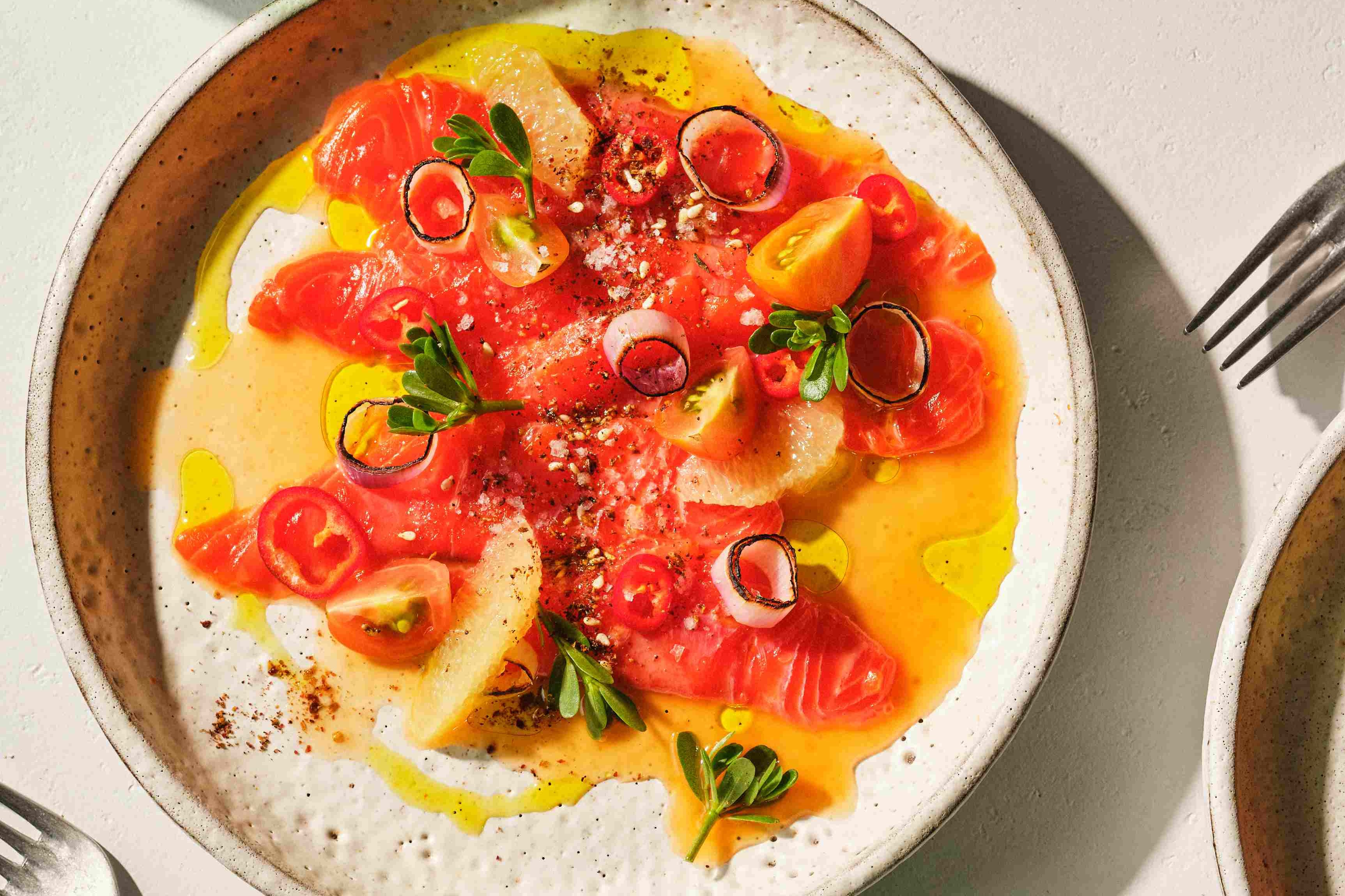 Chef William Dissen's sockeye salmon crudo.