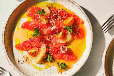 Chef William Dissen's sockeye salmon crudo.