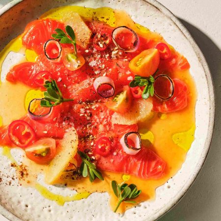 Chef William Dissen's sockeye salmon crudo.