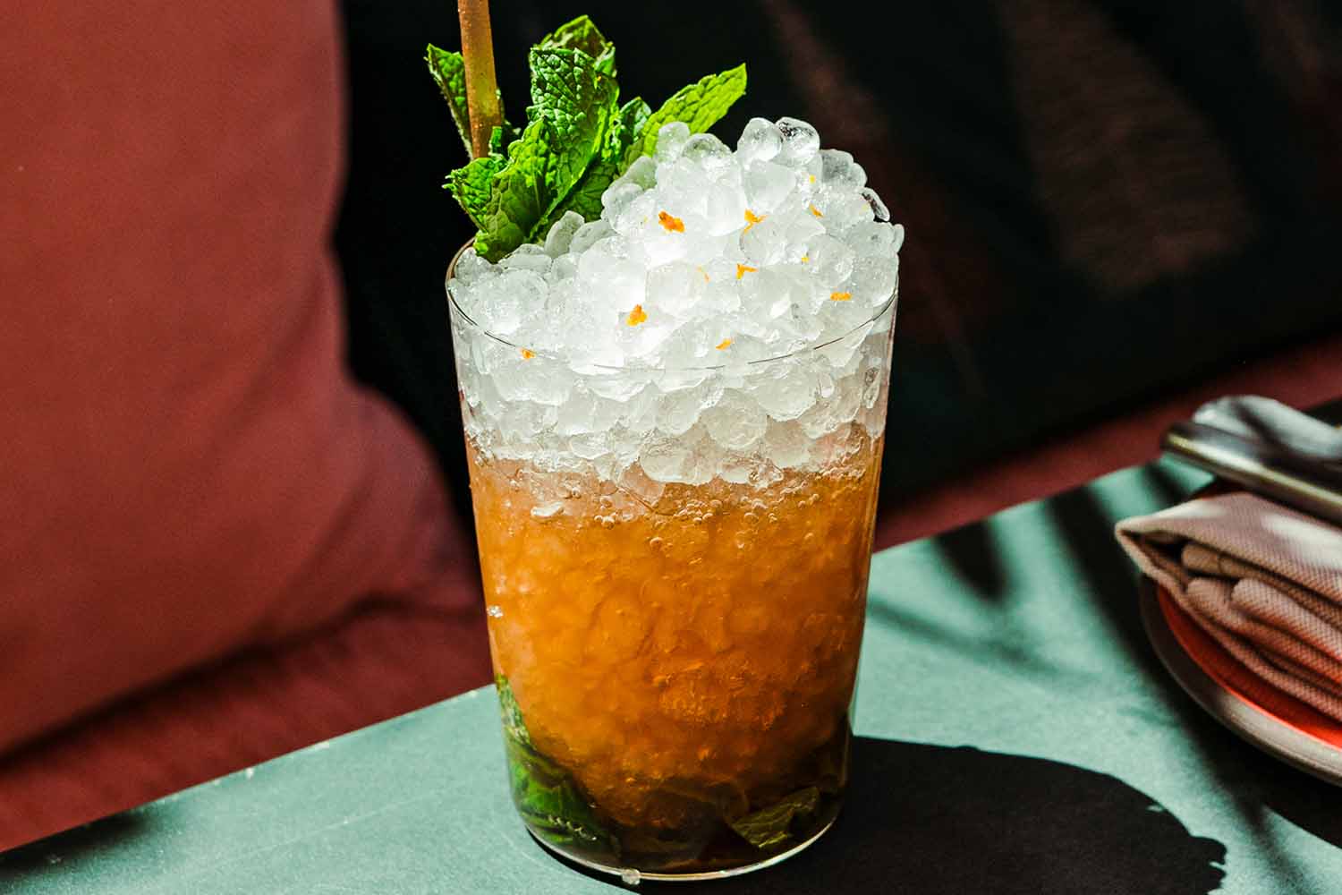 Tropicalia Julep cocktail, one of our the whiskey cocktails for summer we got the recipe for