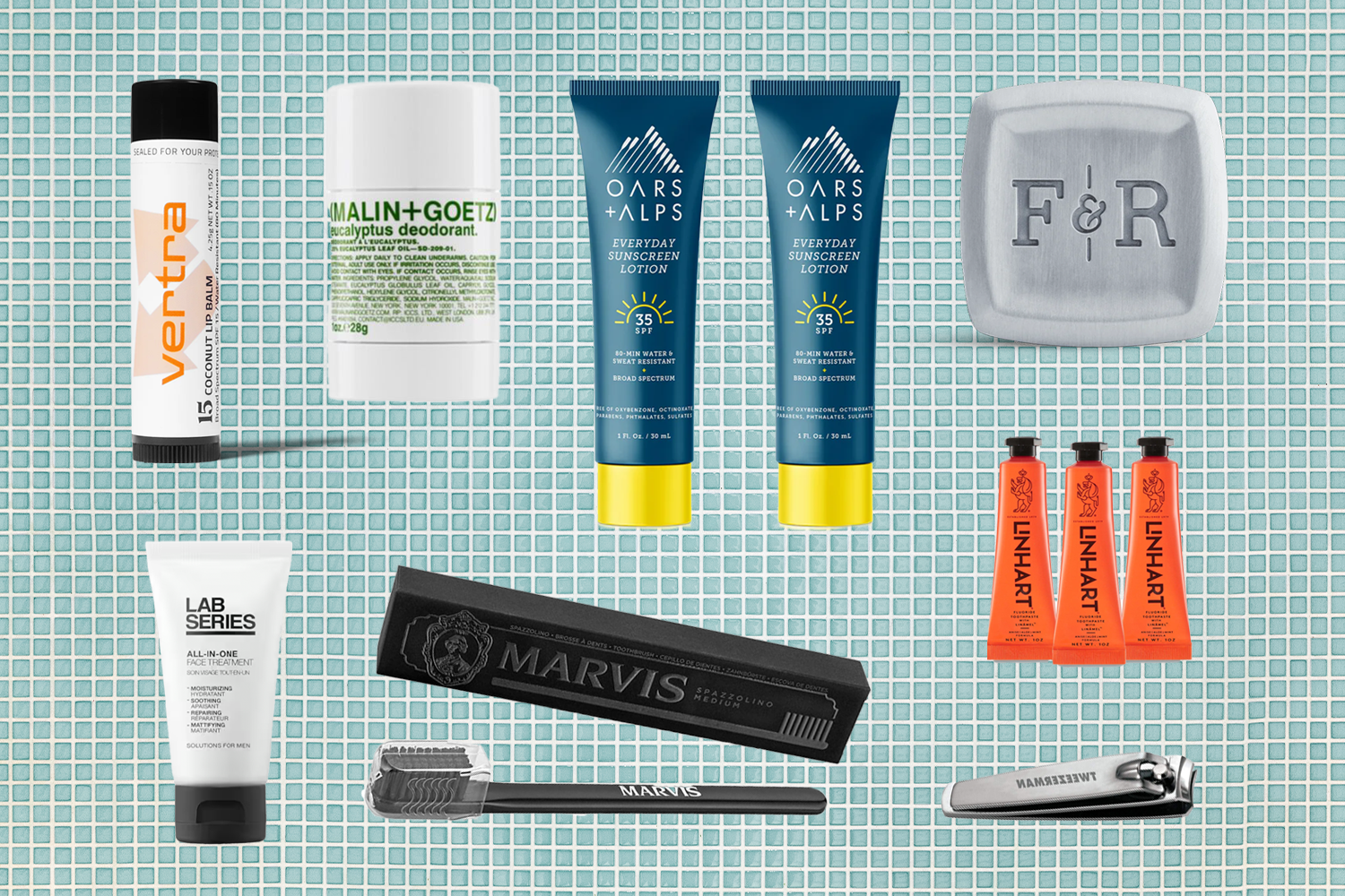 Dopp Kit Hero on tile background