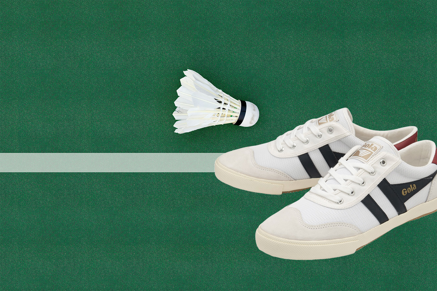 A pair of Gola badminton shoes.