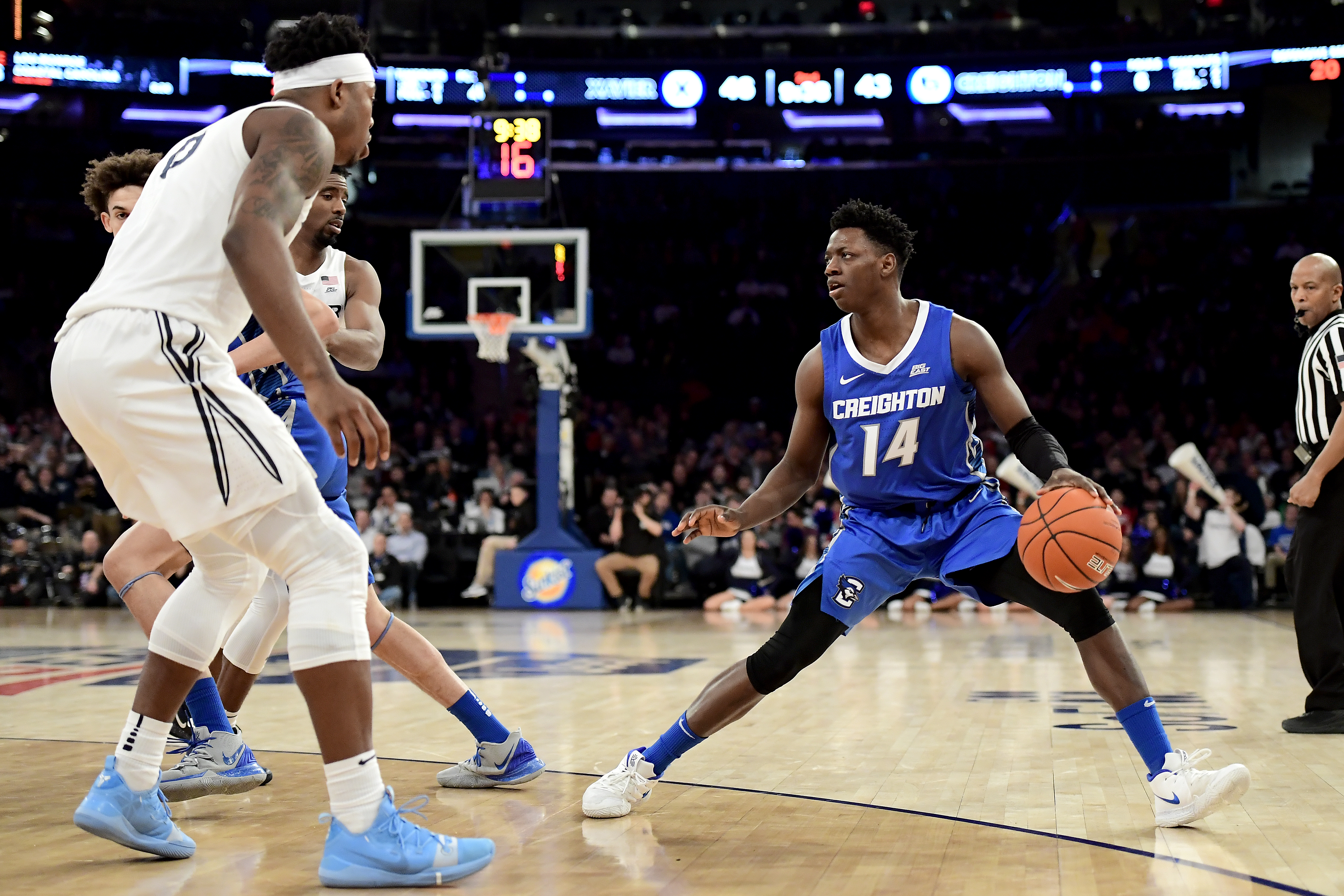 Kaleb Joseph playing basketball for Creighton.
