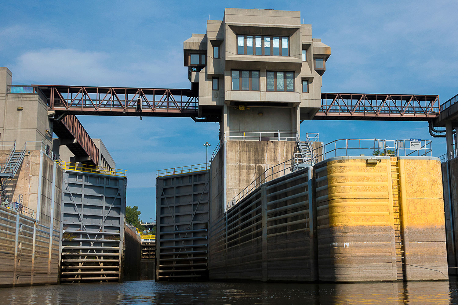 A lock and dam on the Mississippi River, taken by Domonick Zanarini