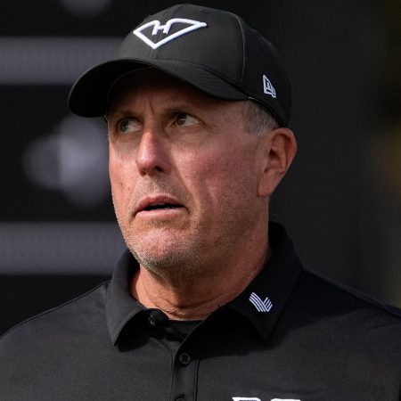 Phil Mickelson at The Grange Golf Club in Adelaide, Australia.