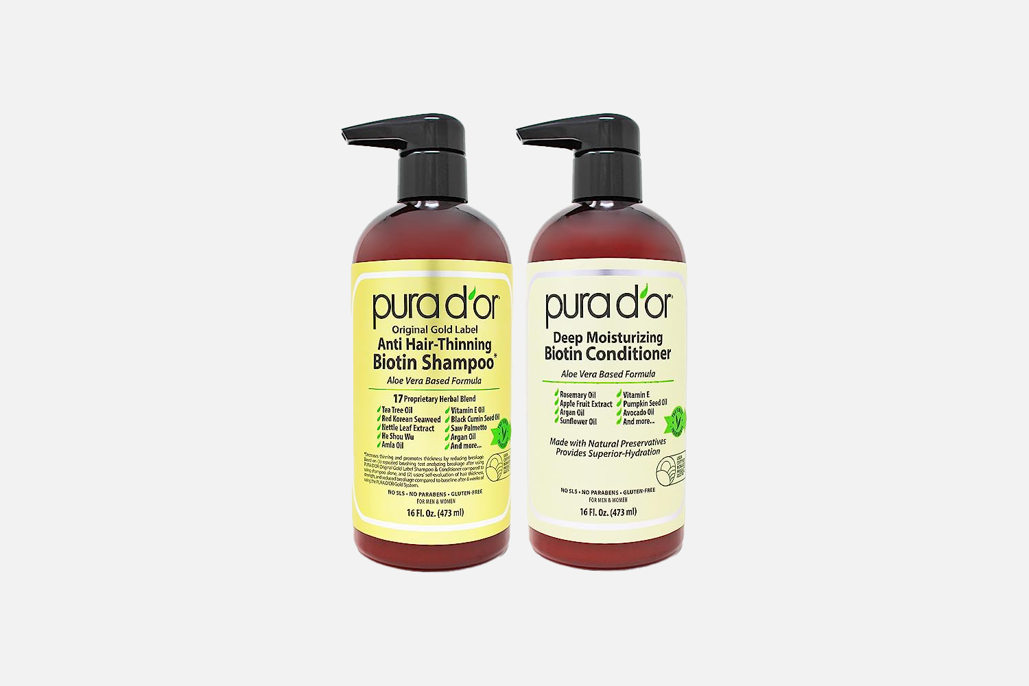 PURA D’OR Anti-Thinning Biotin Shampoo and Conditioner Original Gold Label Set