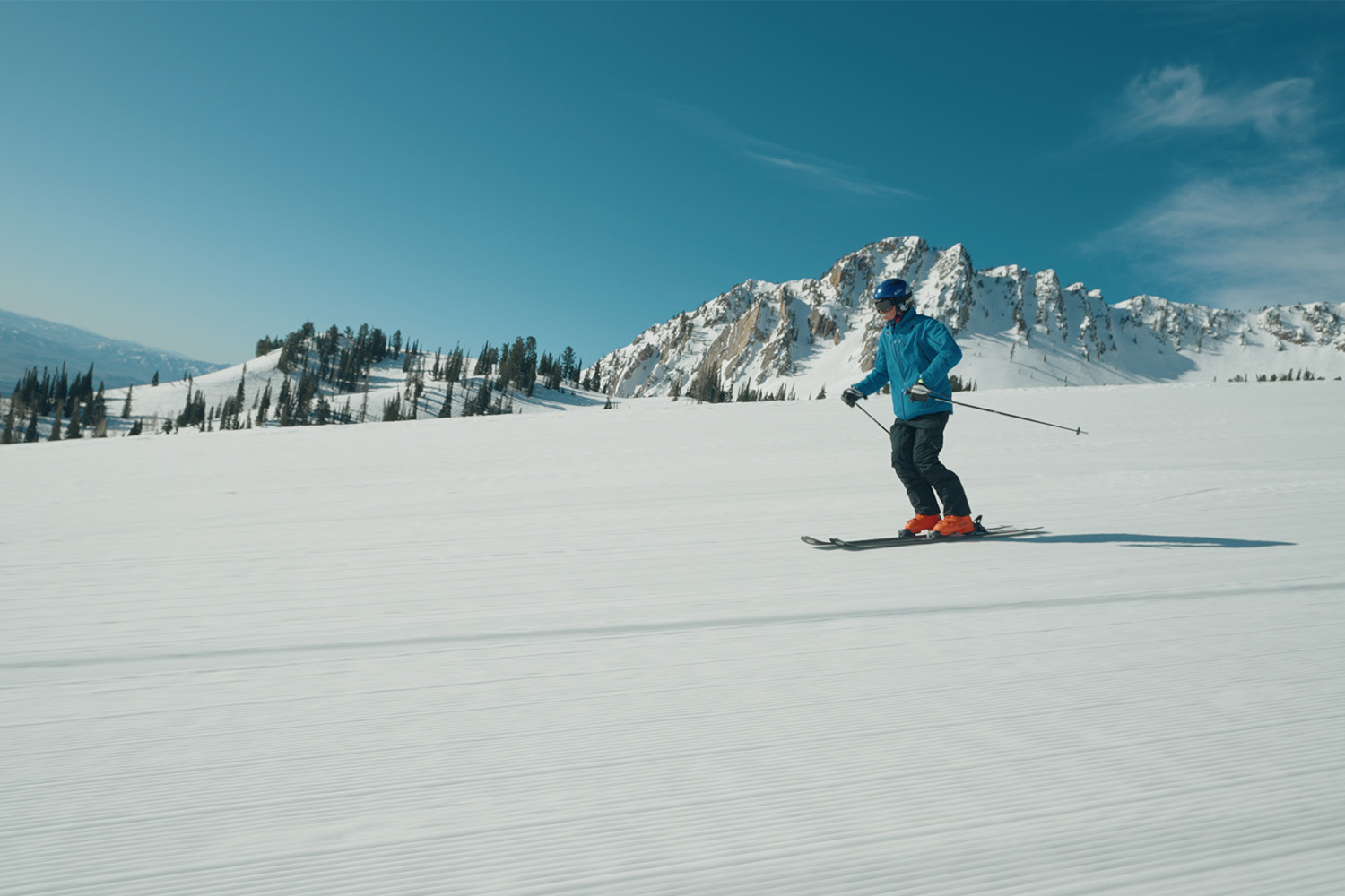 Racer Tom cruising down the mountain.