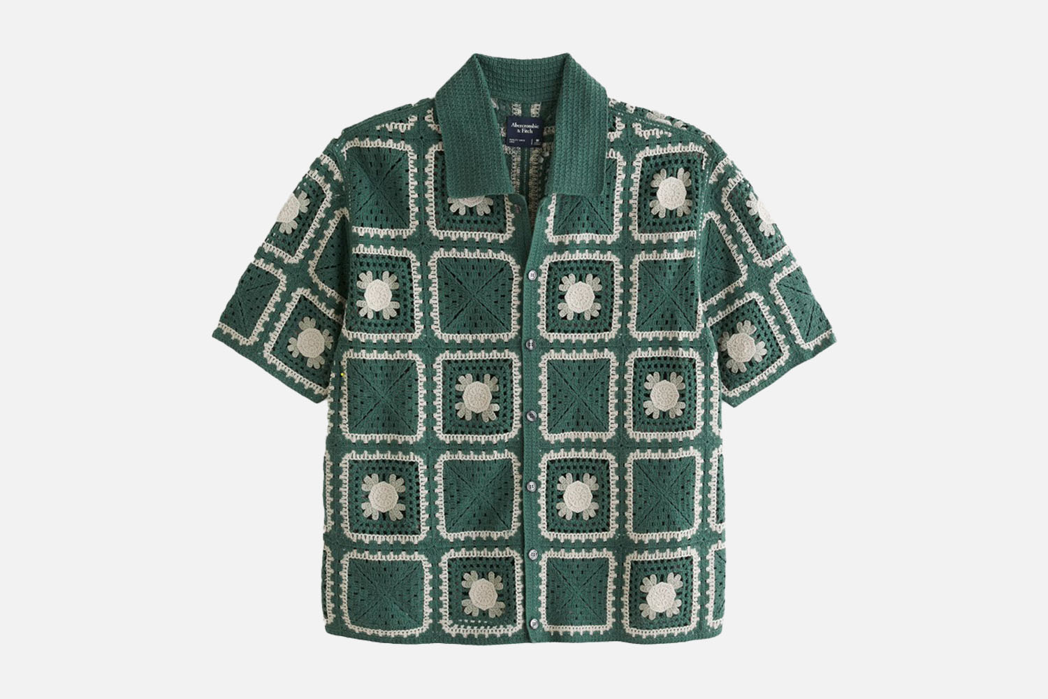 The Down to Clown Knit Polo: Abercrombie &amp; Fitch Crochet-Style Button-Through Sweater Polo