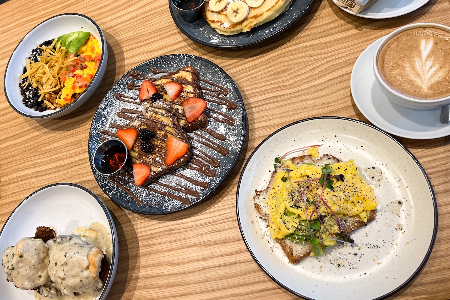 A brunch spread at Dish Society, complete with an abundance of farm-fresh, locally-sourced ingredients