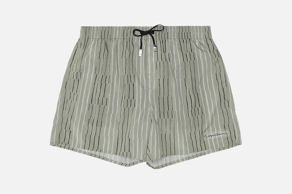 Giorgio Armani Irregular Striped Print Swim Trunks
