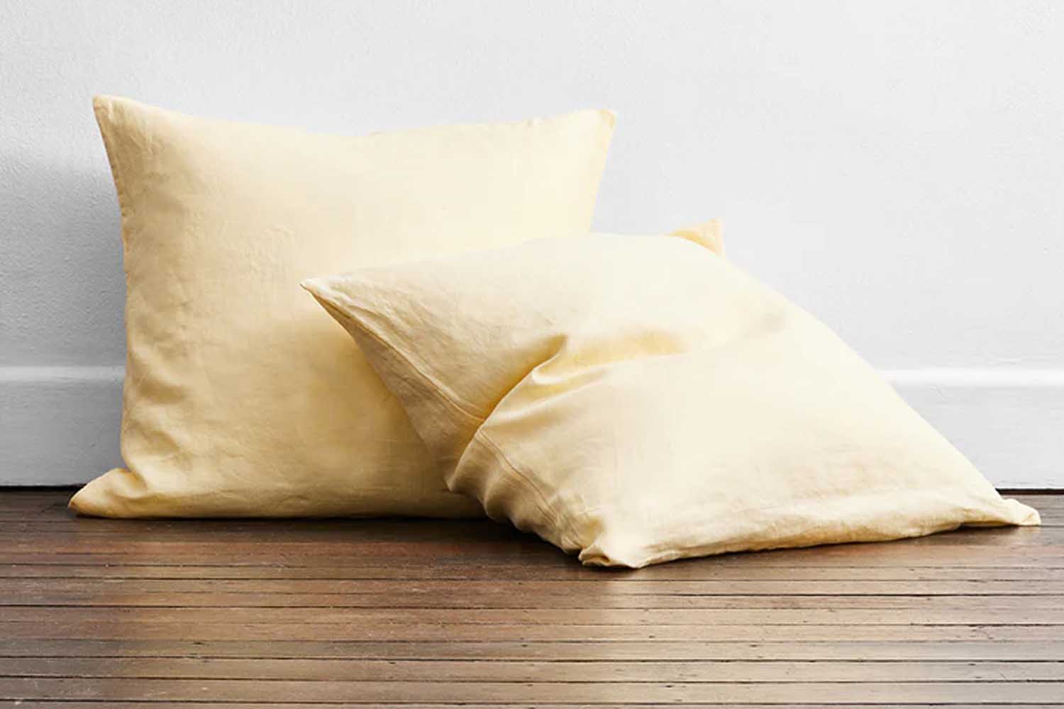 Bed Threads Limoncello 100% French Flax Linen European Pillowcases (Set of Two)