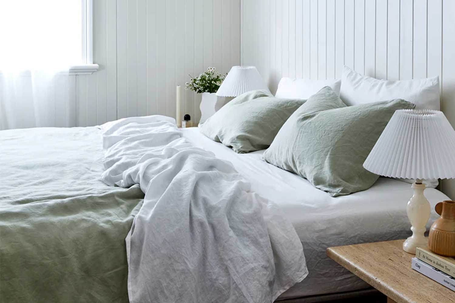 Bed Threads Sage & White Bedding Bundle