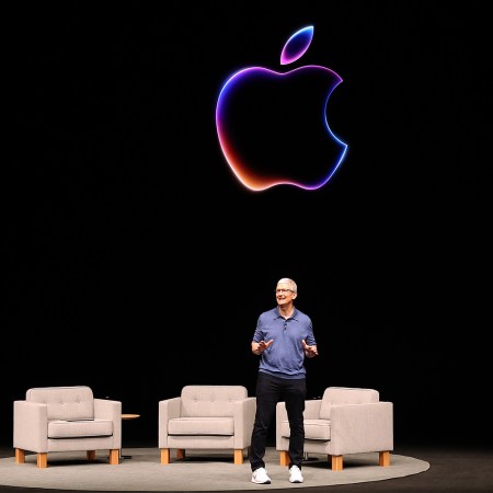 Apple CEO Tim Cook speaking at the Worldwide Developers Conference (WWDC) on June 10 in Cupertino, California.