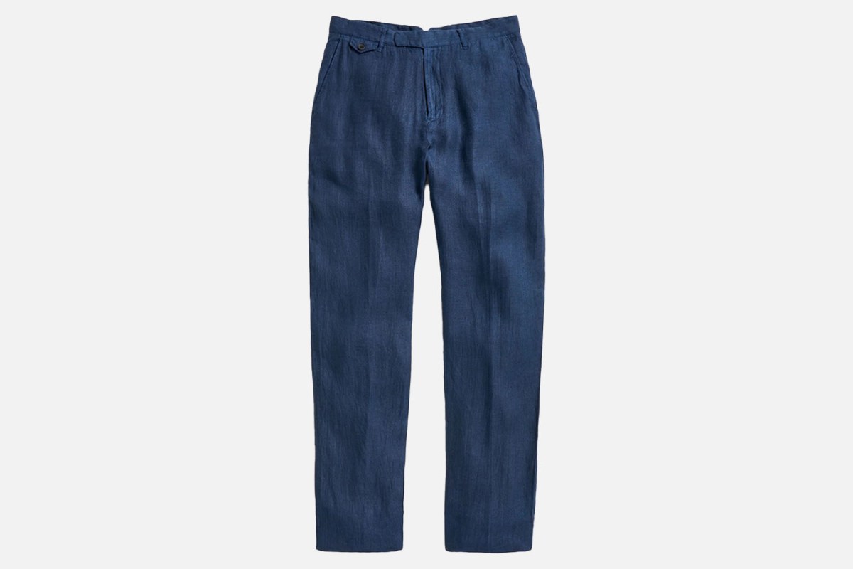 Billy Reid Garment Dyed Linen Flat Front Trouser