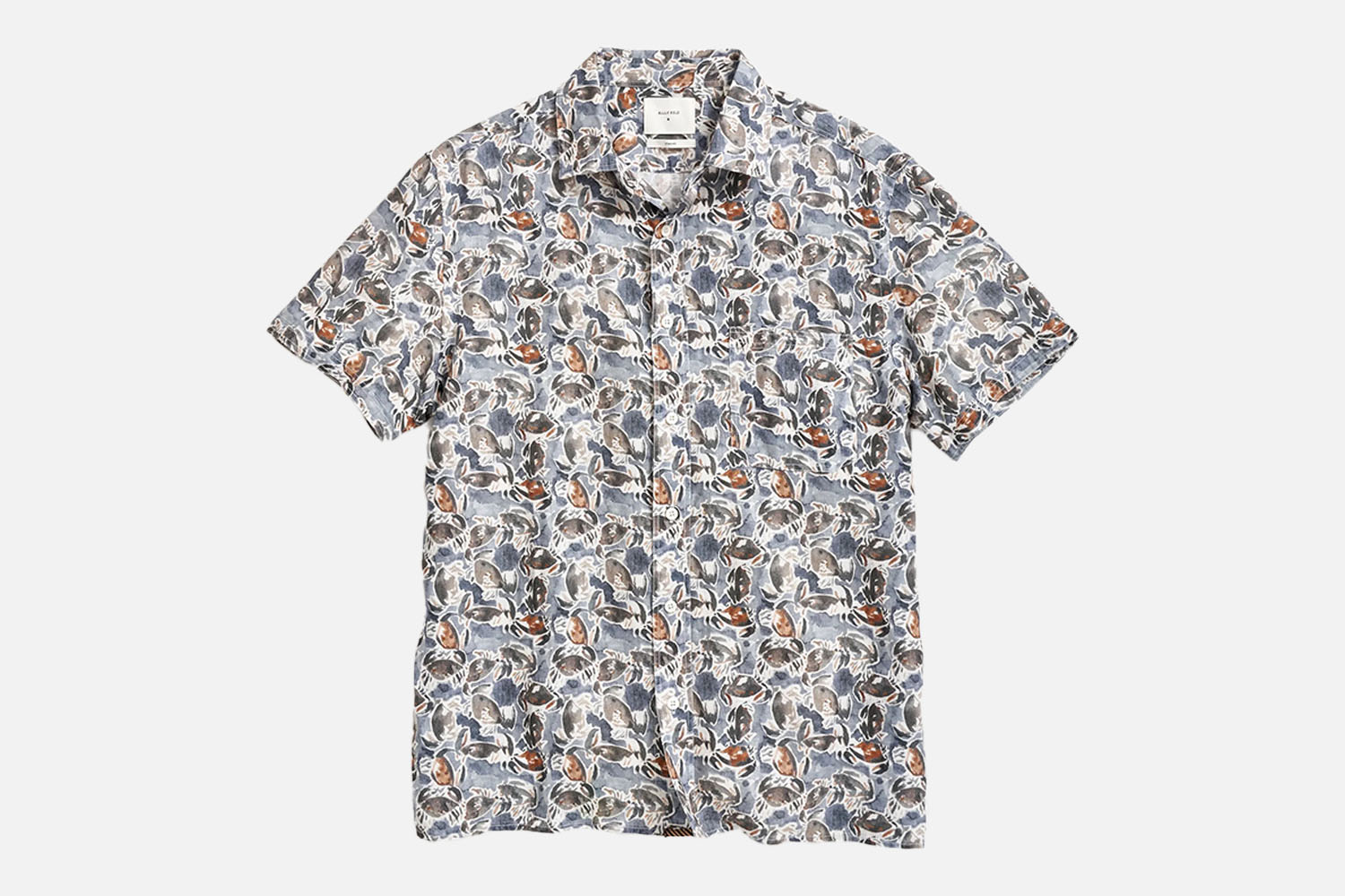 Billy Reid Short Sleeve Crab Linen Treme Block Shirt