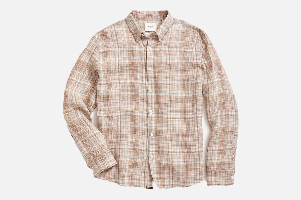 Billy Reid Linen Line Plaid Wilson Shirt