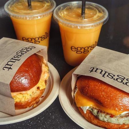 What gets people to Eggslut early in the morning are the excellent breakfast sandwiches, all served on a toasted brioche bun