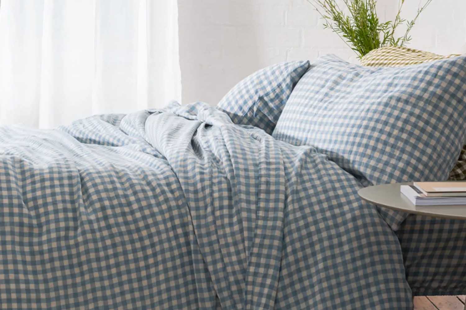 Piglet In Bed Gingham Linen Duvet Cover