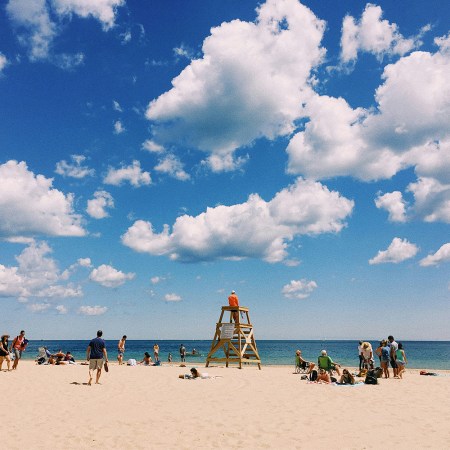 A sand beach in Chicago on the shores of Lake Michigan