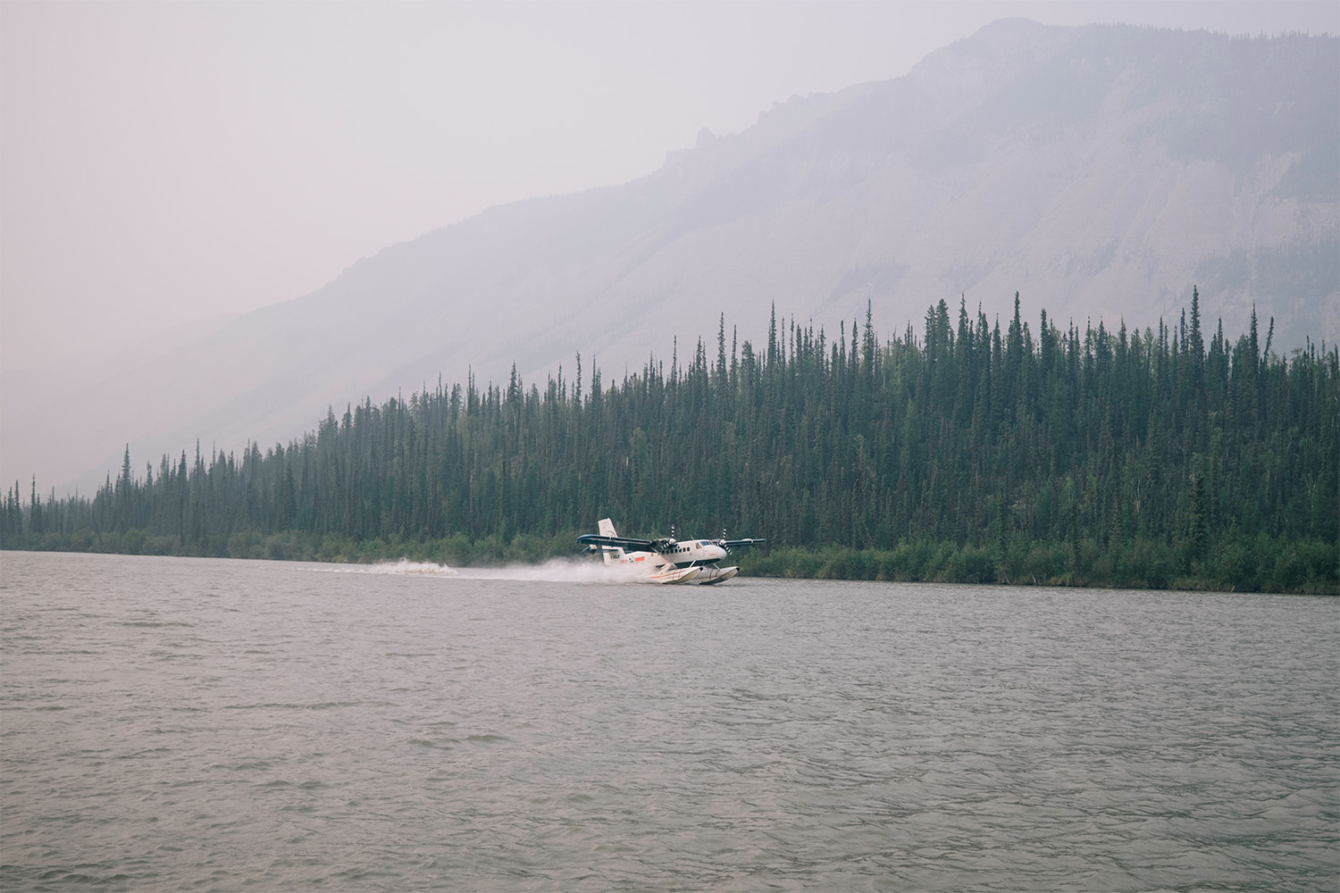 The seaplane prepares for take-off.