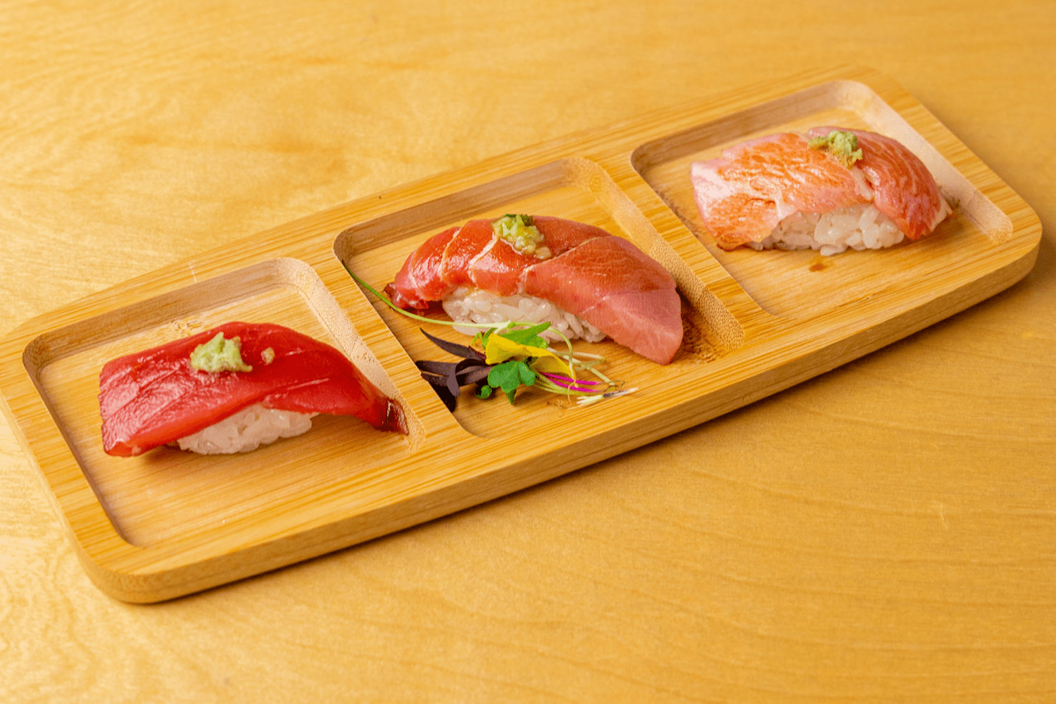 Pieces of nigiri on a plate 