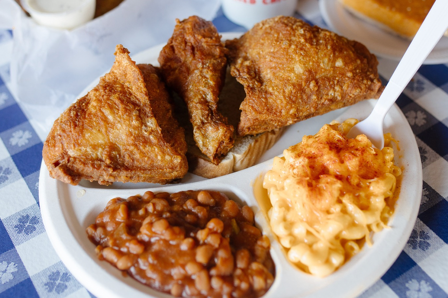 Gus’s Fried Chicken is old-school, hand-battered, spicy fried chicken that isn’t coated.