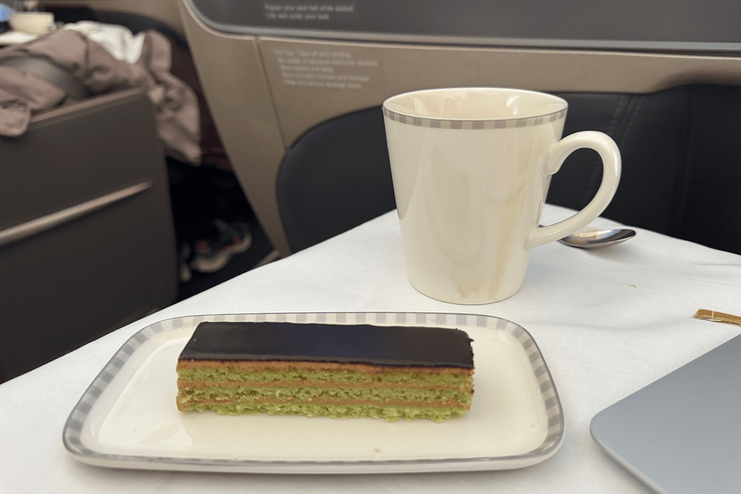 Dessert and a cup of full caffeine jasmine tea
