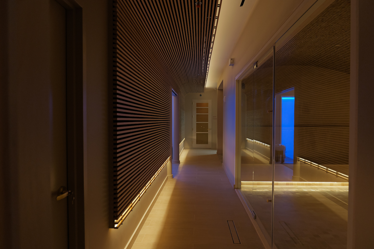 the hallway of virgin hotels new york city spa