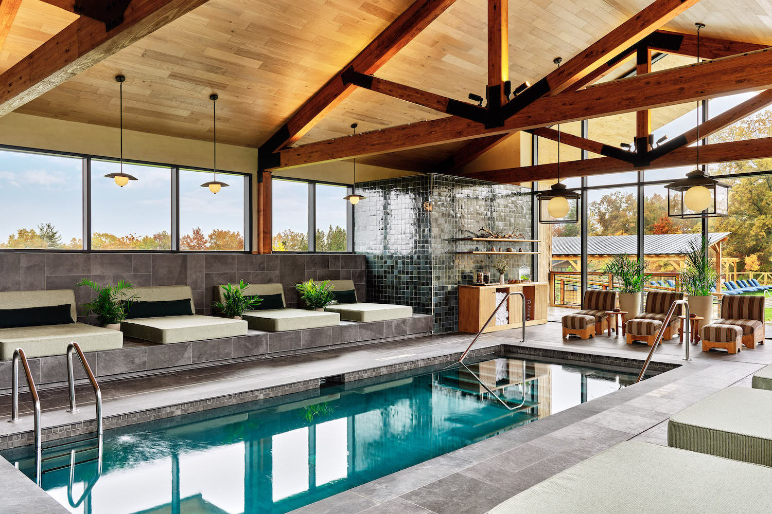 The saltwater spa pool at Wildflower Farms