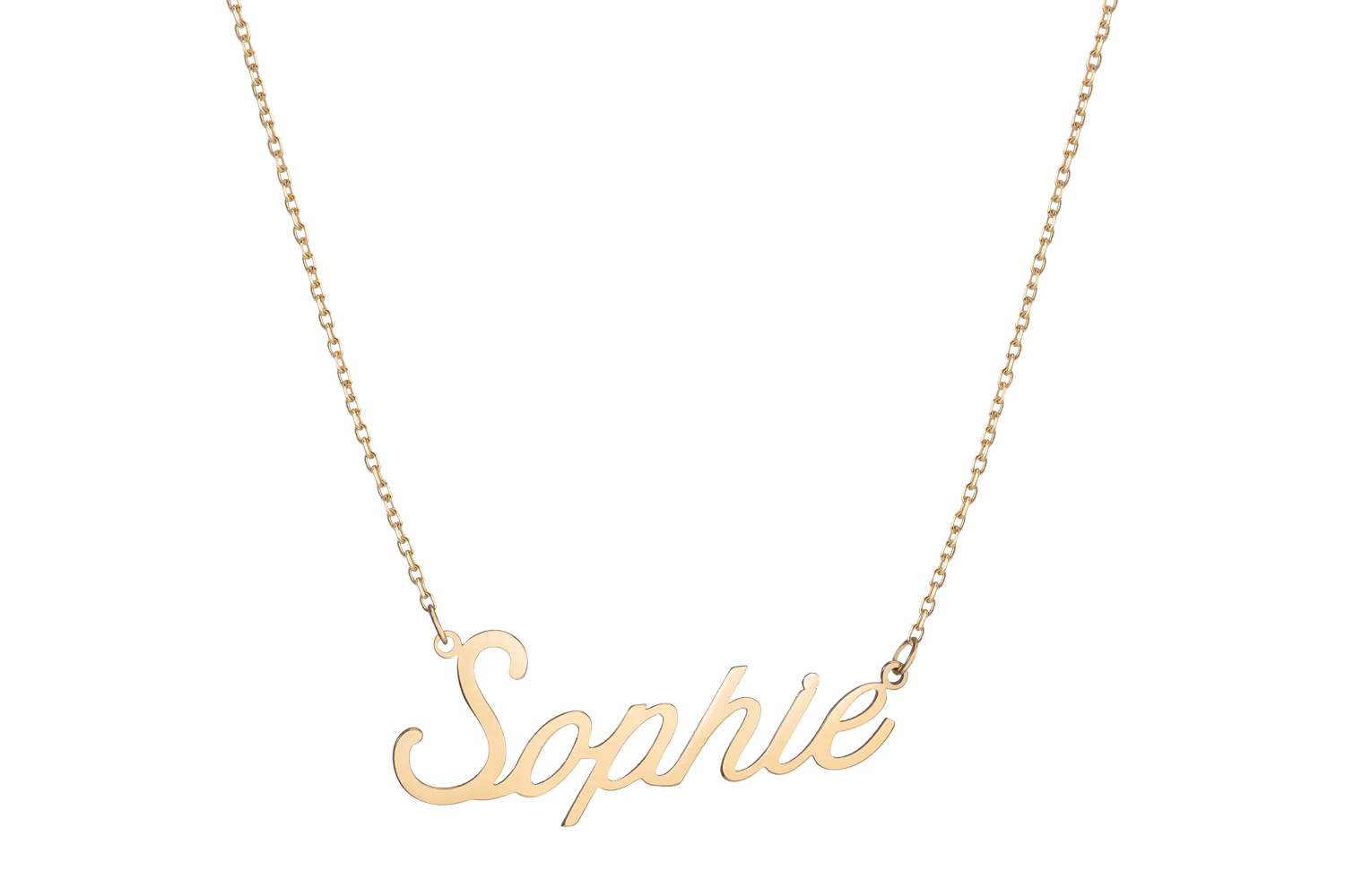 Aurate Gold Block Name Necklace
