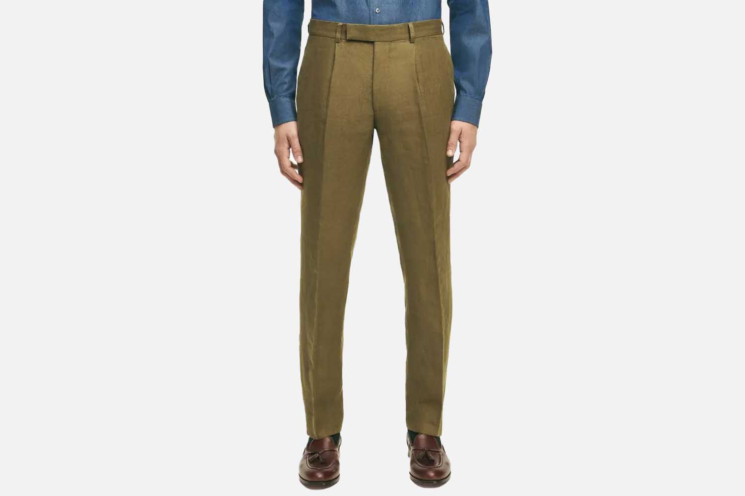 Brooks Brothers Slim Fit Linen Herringbone Suit Pants