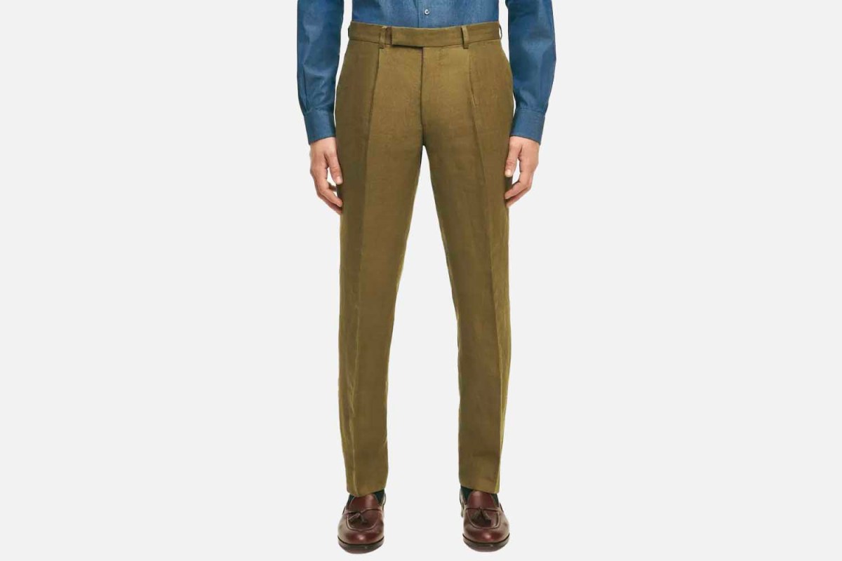 Brooks Brothers Slim Fit Linen Herringbone Suit Pants